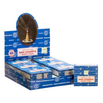 Nag Champa Incense Cones, Satya Sai Baba, Display Box 12 packs of 12 cones